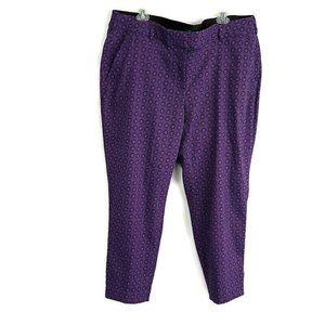 Lane Bryant Womens 22 Casual Pants Purple Geometric Ashley Modernist Collection